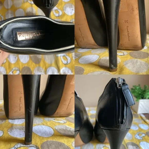 Rupert Sanderson London black tuxedo leather heels 39