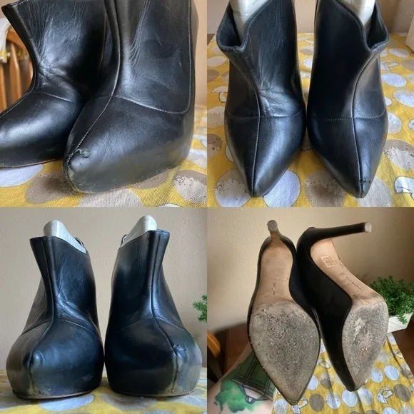 Rupert Sanderson London black tuxedo leather heels 39