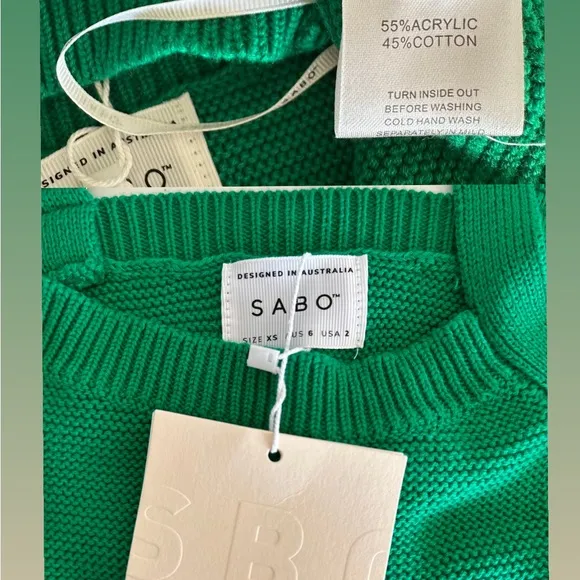 Sabo Nooa Knit Maxi Skirt &amp; Crop Top SET, Emerald Green, NWT, Size XS