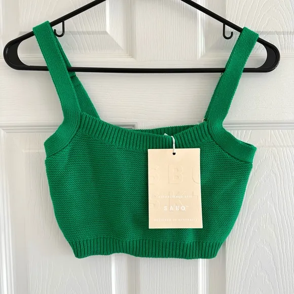 Sabo Nooa Knit Maxi Skirt &amp; Crop Top SET, Emerald Green, NWT, Size XS