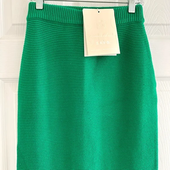 Sabo Nooa Knit Maxi Skirt &amp; Crop Top SET, Emerald Green, NWT, Size XS