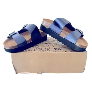 Saint   Sofia Sutton Slide double Strap Sandals Metallic Indigo Women’s Size 7