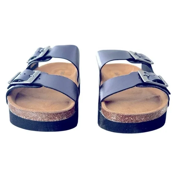 Saint   Sofia Sutton Slide double Strap Sandals Metallic Indigo Women’s Size 7