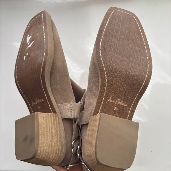 Sam Edelman Bellamie Western Harness Cowgirl Ankle Boots Deep Taupe 7.5M