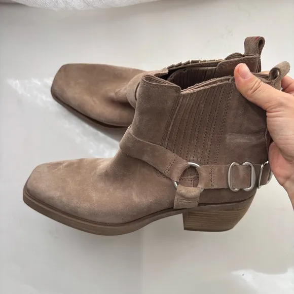 Sam Edelman Bellamie Western Harness Cowgirl Ankle Boots Deep Taupe 7.5M