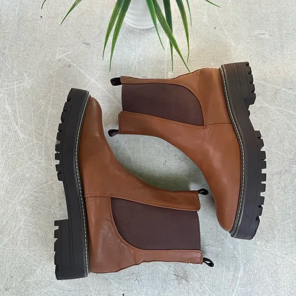 Sam Edelman by Anthropologie Laguna Chelsea in brown leather boots size 10 New