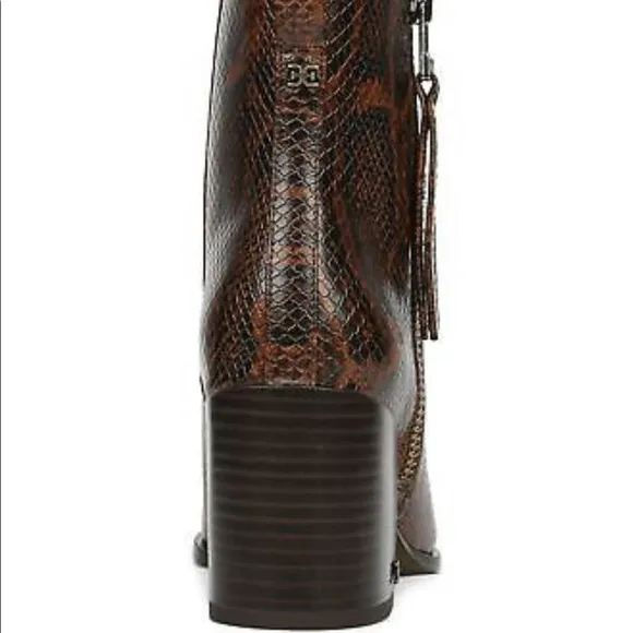 SAM EDELMAN CARLYSLE WOMENS ANIMAL-PRINT LEATHER ANKLE BOOTS