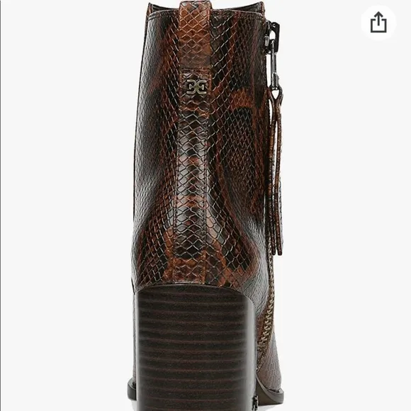 SAM EDELMAN CARLYSLE WOMENS ANIMAL-PRINT LEATHER ANKLE BOOTS