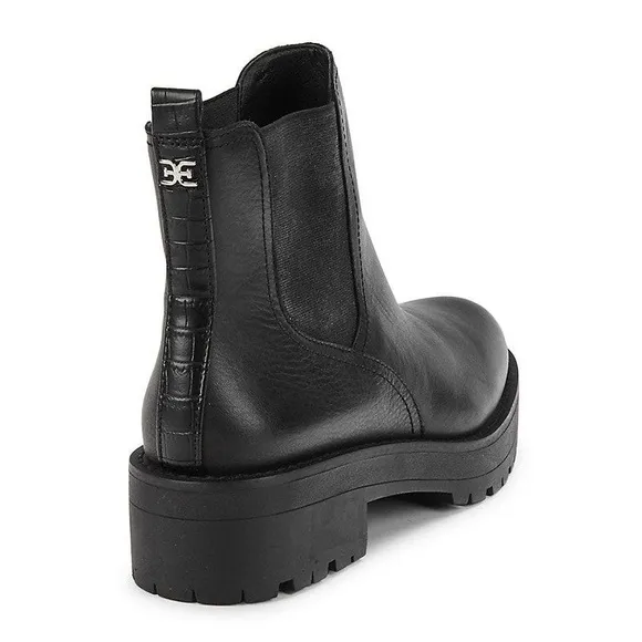 SAM EDELMAN “Justina” Black Lug Sole Chelsea Boots