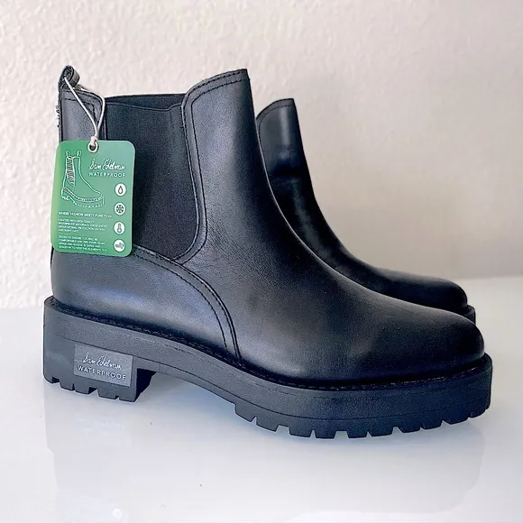 SAM EDELMAN “Justina” Black Lug Sole Chelsea Boots
