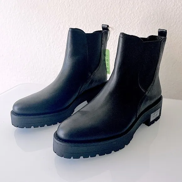 SAM EDELMAN “Justina” Black Lug Sole Chelsea Boots