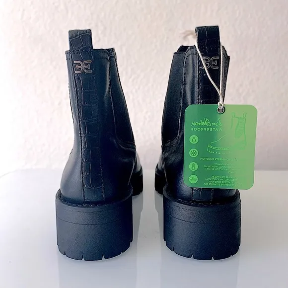 SAM EDELMAN “Justina” Black Lug Sole Chelsea Boots