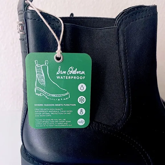 SAM EDELMAN “Justina” Black Lug Sole Chelsea Boots