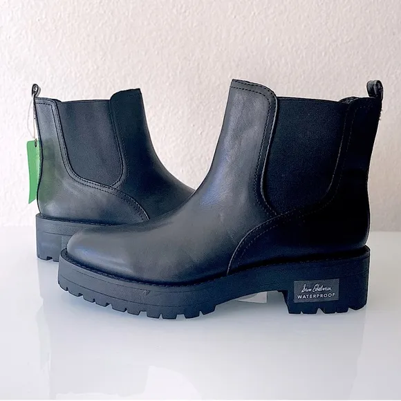 SAM EDELMAN “Justina” Black Lug Sole Chelsea Boots