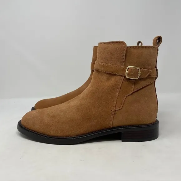 Sam Edelman Nolynn Buckle Zipper Ankle Boots in Saddle Suede - NWT