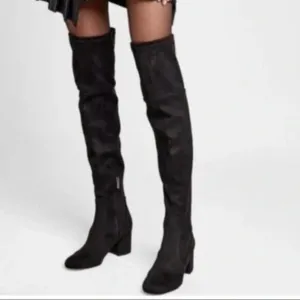 SAM EDELMAN Varona Over the Knee Black Suede Boot, Block Heel, Size 8.5