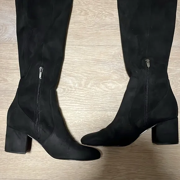 SAM EDELMAN Varona Over the Knee Black Suede Boot, Block Heel, Size 8.5