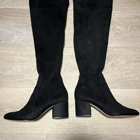 SAM EDELMAN Varona Over the Knee Black Suede Boot, Block Heel, Size 8.5