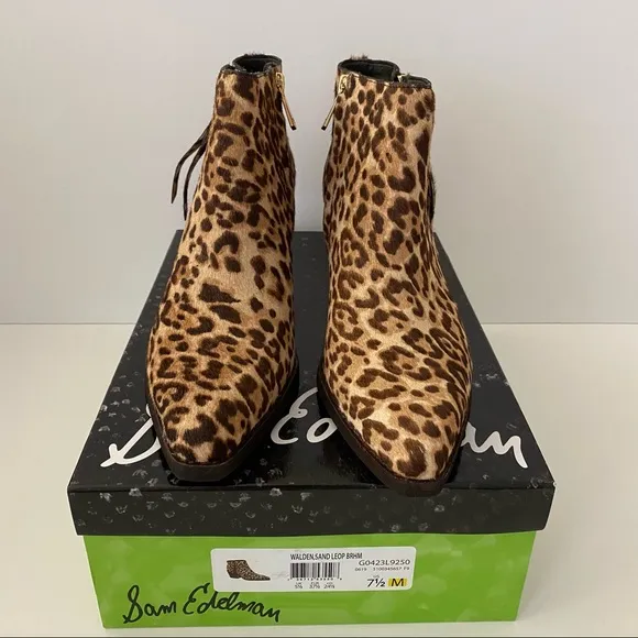 Sam Edelman Walden Leopard Ankle Boots 7.5