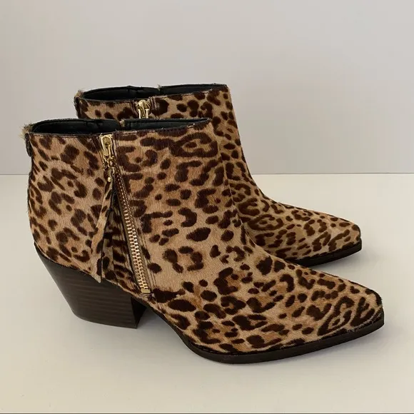 Sam Edelman Walden Leopard Ankle Boots 7.5