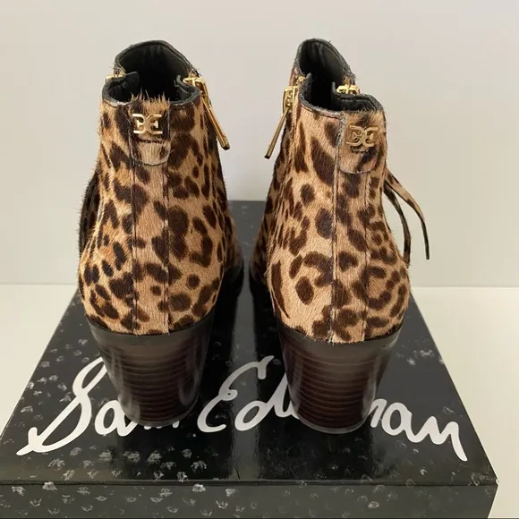 Sam Edelman Walden Leopard Ankle Boots 7.5