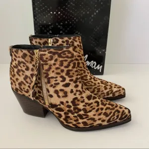 Sam Edelman Walden Leopard Ankle Boots 7.5
