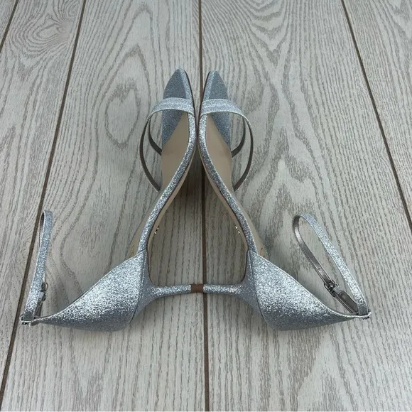 Sam Edelman Women's Peonie Kitten Heel Sandals 10W Soft Silver $130