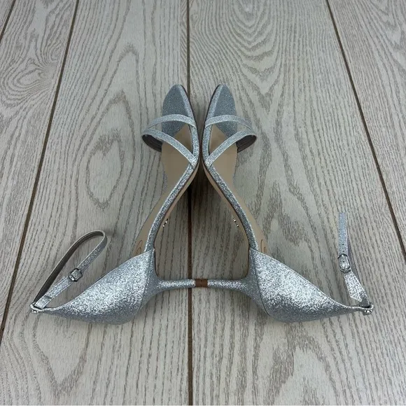 Sam Edelman Women's Peonie Kitten Heel Sandals 10W Soft Silver $130