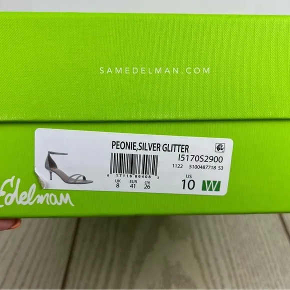 Sam Edelman Women's Peonie Kitten Heel Sandals 10W Soft Silver $130
