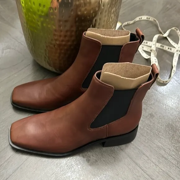 Sam Edelman Womens Thelma Leather Square Toe Ankle Boots