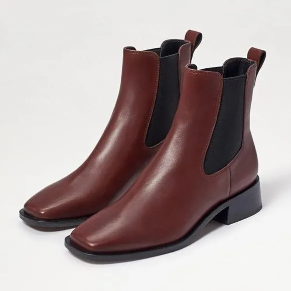 Sam Edelman Womens Thelma Leather Square Toe Ankle Boots