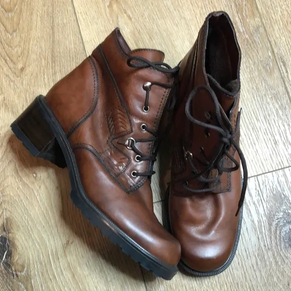 Samoa Brown Leather Ankle Boots Size 37/7