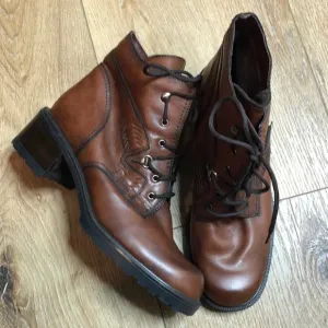 Samoa Brown Leather Ankle Boots Size 37/7