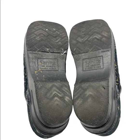 Sanita Clogs Black &amp; Gold Floral | Professional Danish Shoes | Women's 40