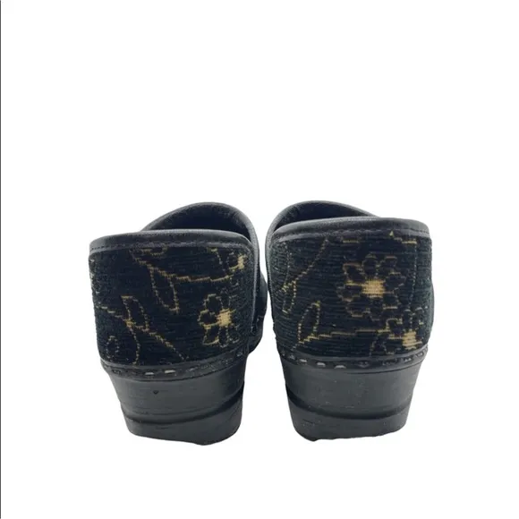 Sanita Clogs Black &amp; Gold Floral | Professional Danish Shoes | Women's 40