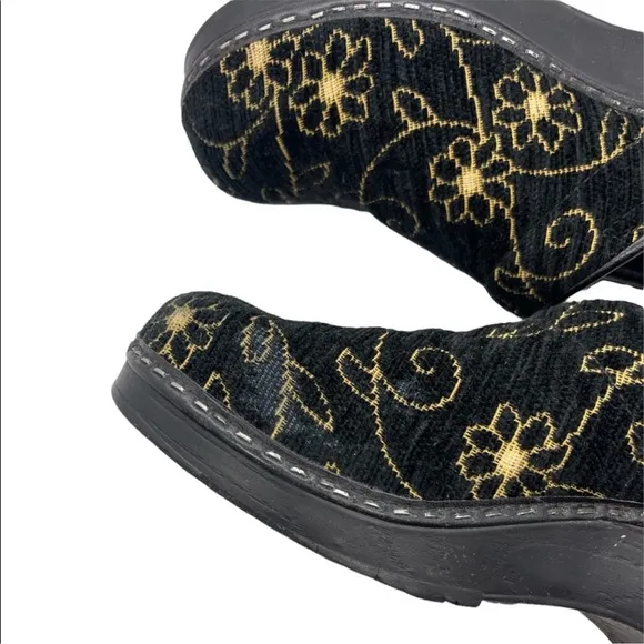 Sanita Clogs Black &amp; Gold Floral | Professional Danish Shoes | Women's 40