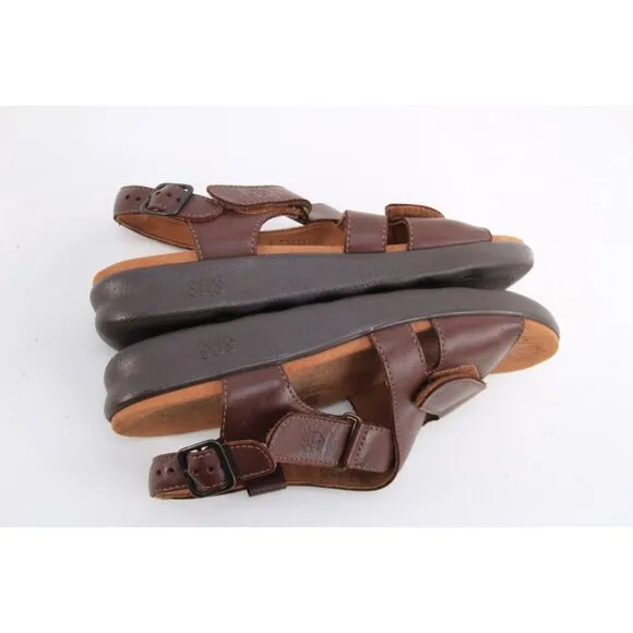 SAS HUGGY cross Sandals Shoes Leather Brown Women's Shoes Sz 9 N READ