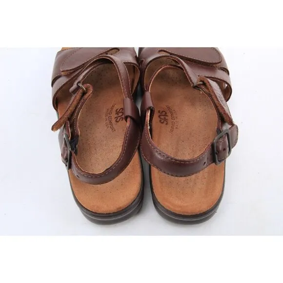 SAS HUGGY cross Sandals Shoes Leather Brown Women's Shoes Sz 9 N READ
