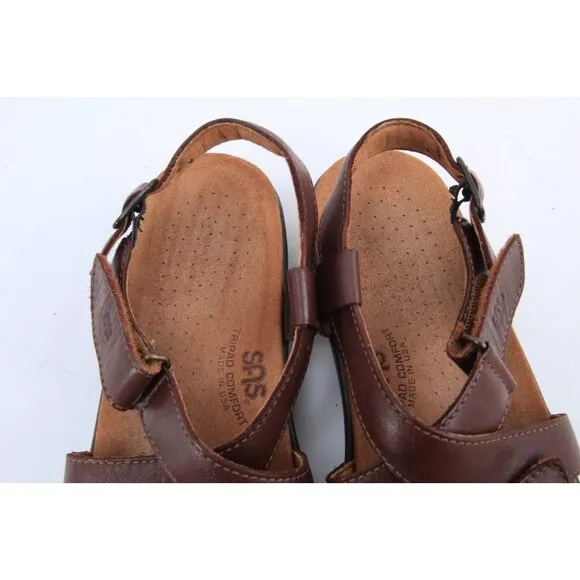 SAS HUGGY cross Sandals Shoes Leather Brown Women's Shoes Sz 9 N READ