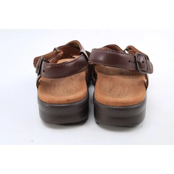 SAS HUGGY cross Sandals Shoes Leather Brown Women's Shoes Sz 9 N READ