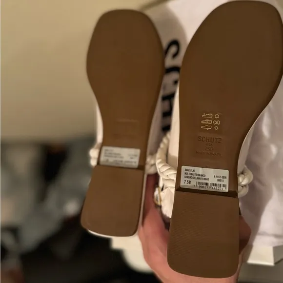 Schutz White Sandals Size 7.5