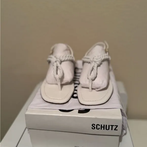Schutz White Sandals Size 7.5