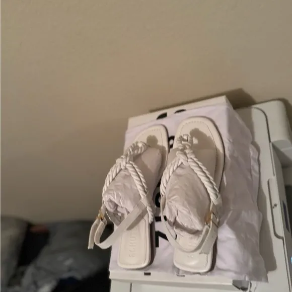 Schutz White Sandals Size 7.5