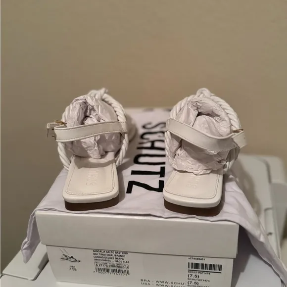 Schutz White Sandals Size 7.5