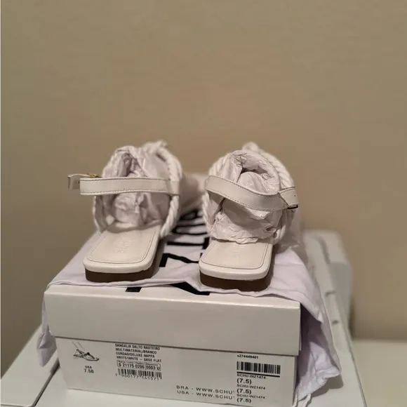 Schutz White Sandals Size 7.5