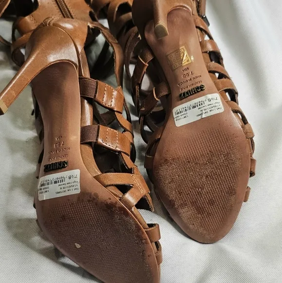 🔥Schutz&quot; NEW Brown Gladiator Heeled Sandals