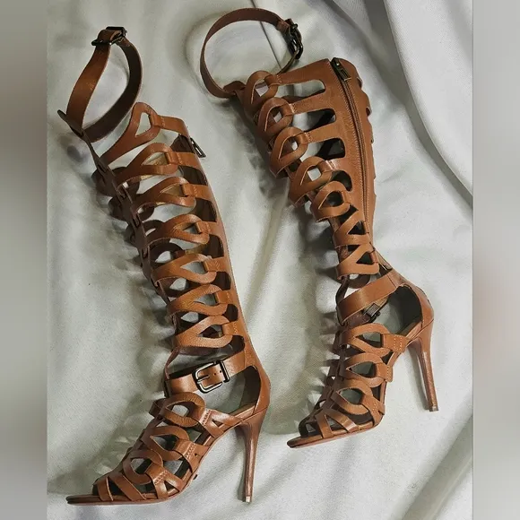 🔥Schutz&quot; NEW Brown Gladiator Heeled Sandals