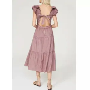 Sea New York Heidi Heart Midi Dress Sz 0 Faded Dusty Lilac Purple Cottagecore