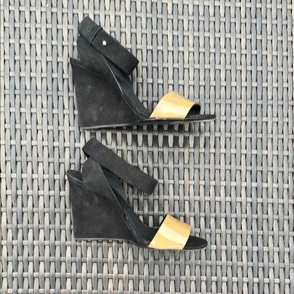 See By Chloe Black and Tan Strappy Wedge Sandals Size