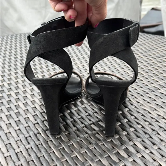 See By Chloe Black and Tan Strappy Wedge Sandals Size